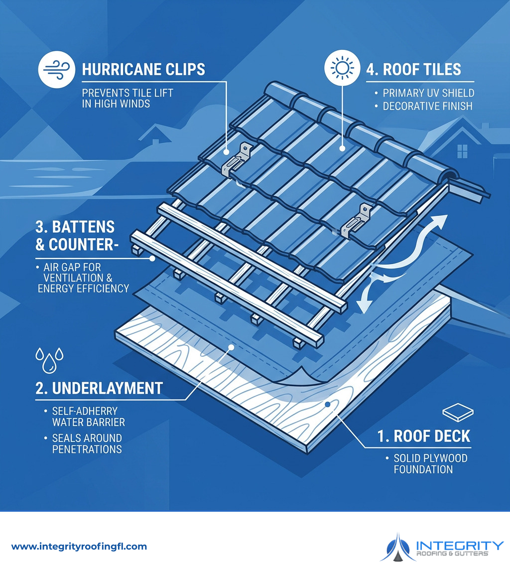 Infographic illustrating various roofing types, including materials and styles for residential and commercial buildings.